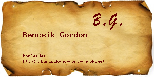 Bencsik Gordon névjegykártya